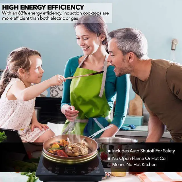 Alt view image 3 of 7 - _Mega Brand Pro Chef Induction Cooktop, NSF-Certified, Commercial-Grade, Portable, Powerful 1800W, Large 8 Heating Coil, 94 Temp Settings 100°F - 575°F in 5°F, Shatter-Proof Ceramic Glass Surface