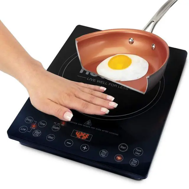 Alt view image 6 of 7 - _Mega Brand Pro Chef Induction Cooktop, NSF-Certified, Commercial-Grade, Portable, Powerful 1800W, Large 8 Heating Coil, 94 Temp Settings 100°F - 575°F in 5°F, Shatter-Proof Ceramic Glass Surface