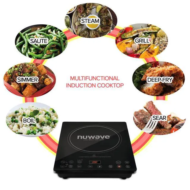 Alt view image 7 of 7 - _Mega Brand Pro Chef Induction Cooktop, NSF-Certified, Commercial-Grade, Portable, Powerful 1800W, Large 8 Heating Coil, 94 Temp Settings 100°F - 575°F in 5°F, Shatter-Proof Ceramic Glass Surface