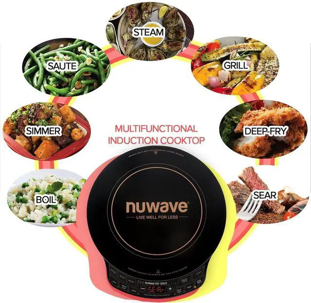 Alt view image 7 of 7 - _Mega Brand Gold Precision Induction Cooktop, Portable, Powerful with Large 8 Heating Coil,100°F to 575°F, 3 Wattage Settings, 12 Heat-Resistant Cooking Surface