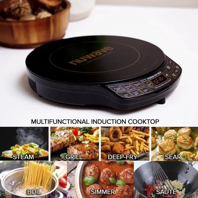 Alt view image 2 of 6 - _Mega Brand Precision Induction Cooktop Gold, 12 Shatter-Proof Ceramic Glass Surface, Large 8 Heating Coil, Portable, 51Temp Settings 100°F to 575°F, 3 Wattage Settings 600, 900, and 1500 Watts