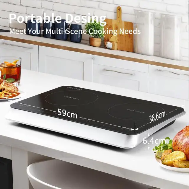 Alt view image 6 of 6 - _Mega Brand Double Induction Cooktop Burner with Fast Warm-Up Mode, 1800w 2 Burner with 10 Temperature 9 Power Settings, Portable Dual Induction Cooker Cooktop with Child Safety Lock & Time