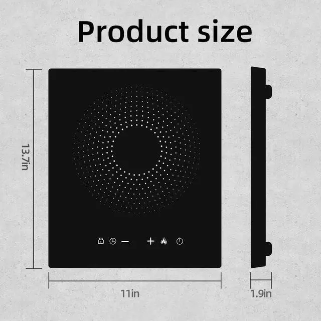 Alt view image 5 of 6 - _Mega Brand 1700W Portable Induction Cooktop,Electric Induction Cooker and Burner,Countertop Hot Plate with 10-Level Adjustment,3-Hour Timer,Smart Touch Cooktop,and Safety Lock Feature,Black