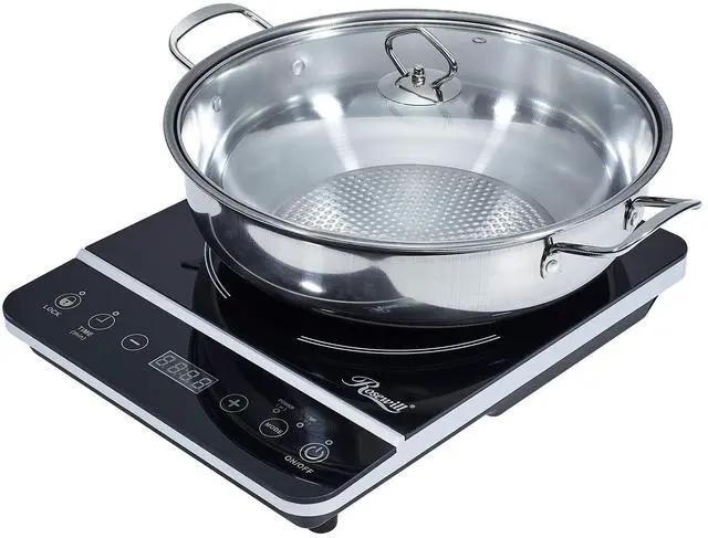 Main image of _Mega Brand Induction Cooker 1800 Watt, Induction Cooktop, Electric Burner with Stainless Steel Pot 10" 3.5 QT 18-8, RHAI-13001
