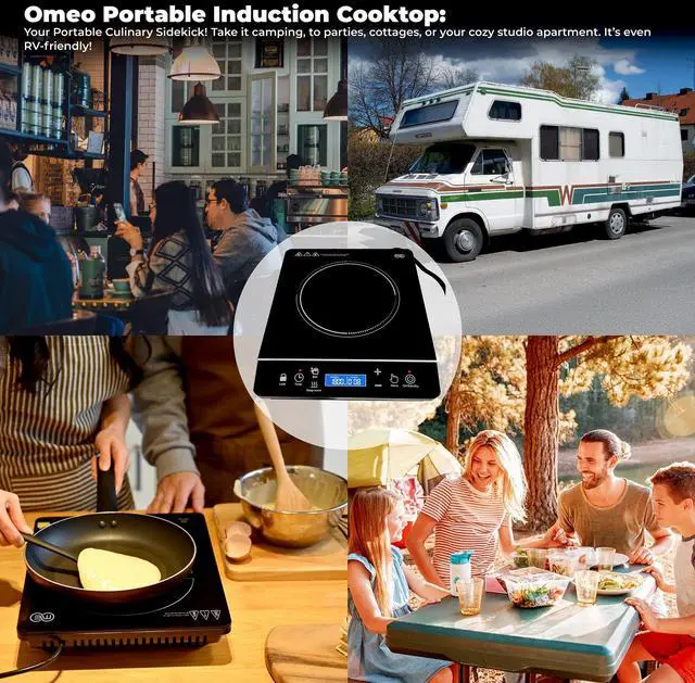 Alt view image 4 of 6 - Portable Induction Cooktop Hot Plate Countertop Burner 1800 Watts Induction Burner with LCD Sensor Touch, LED Display, 10 Temperature Levels, Child Safety Lock, Auto Shutoff Function