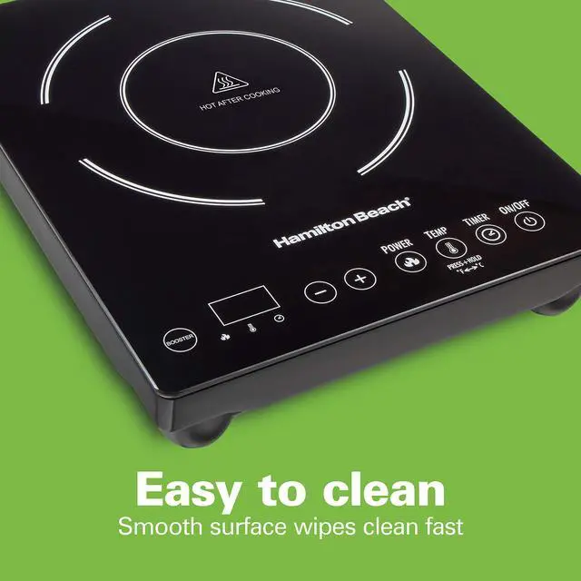 Alt view image 7 of 7 - _Mega Brand Portable Single Induction Cooktop Countertop Burner Hot Plate with Fast Heating Mode, 1800 Watts, 10 Temperature Settings up to 450F, Black (34104)