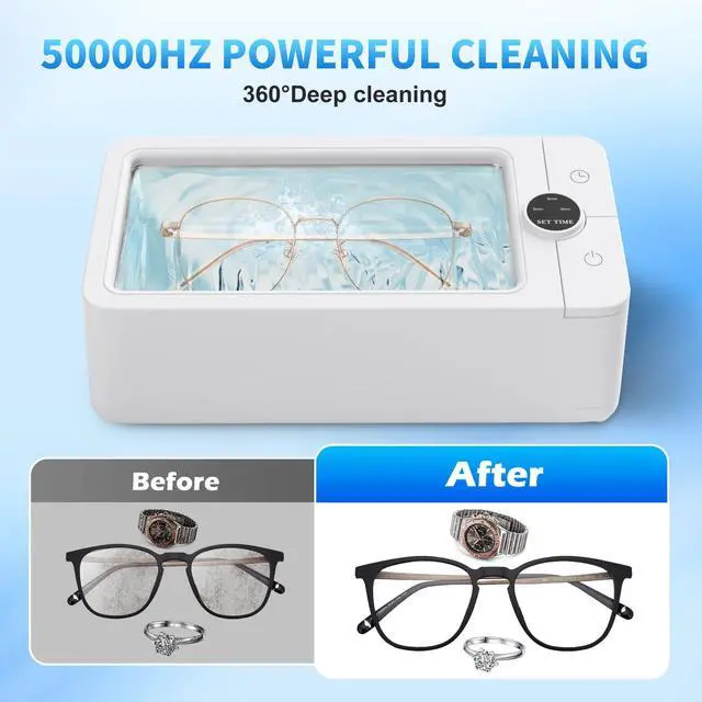 Alt view image 2 of 6 - _Mega Brand Ultrasonic Jewelry Cleaner, 50KHz Professional Jewelry Cleaner Machine with 3 Timer Modes for Jewelry, Eyeglasses, Rings, Watch Strap, Dentures, 304 Stainless Steel Tank