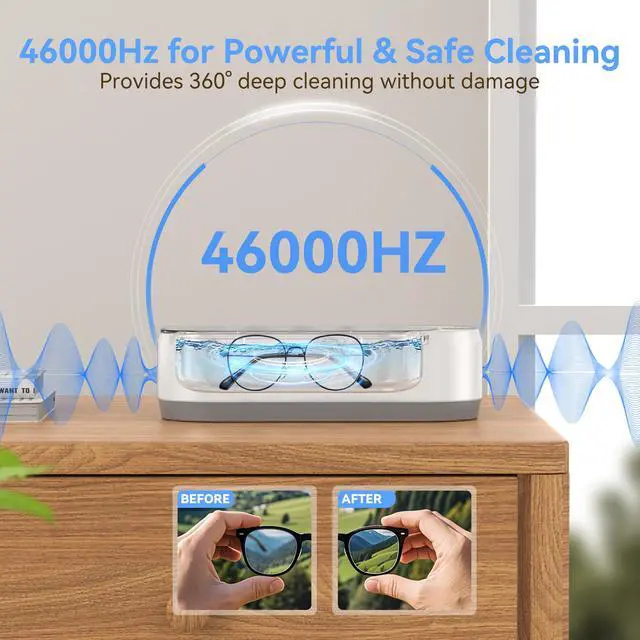 Alt view image 2 of 7 - _Mega Brand Ultrasonic Jewelry Cleaner, Jewelry Cleaner Machine 12oz 46KHz, Professional Sonic Cleaner with One-Touch Operation, Sonic Cleaner for Rings, Glasses, Jewelry, Dentures White