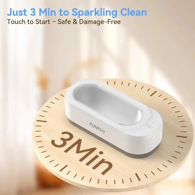 Alt view image 4 of 7 - _Mega Brand Ultrasonic Jewelry Cleaner, Jewelry Cleaner Machine 12oz 46KHz, Professional Sonic Cleaner with One-Touch Operation, Sonic Cleaner for Rings, Glasses, Jewelry, Dentures White
