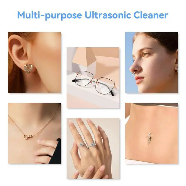 Alt view image 6 of 7 - _Mega Brand Ultrasonic Jewelry Cleaner, Jewelry Cleaner Machine 12oz 46KHz, Professional Sonic Cleaner with One-Touch Operation, Sonic Cleaner for Rings, Glasses, Jewelry, Dentures White