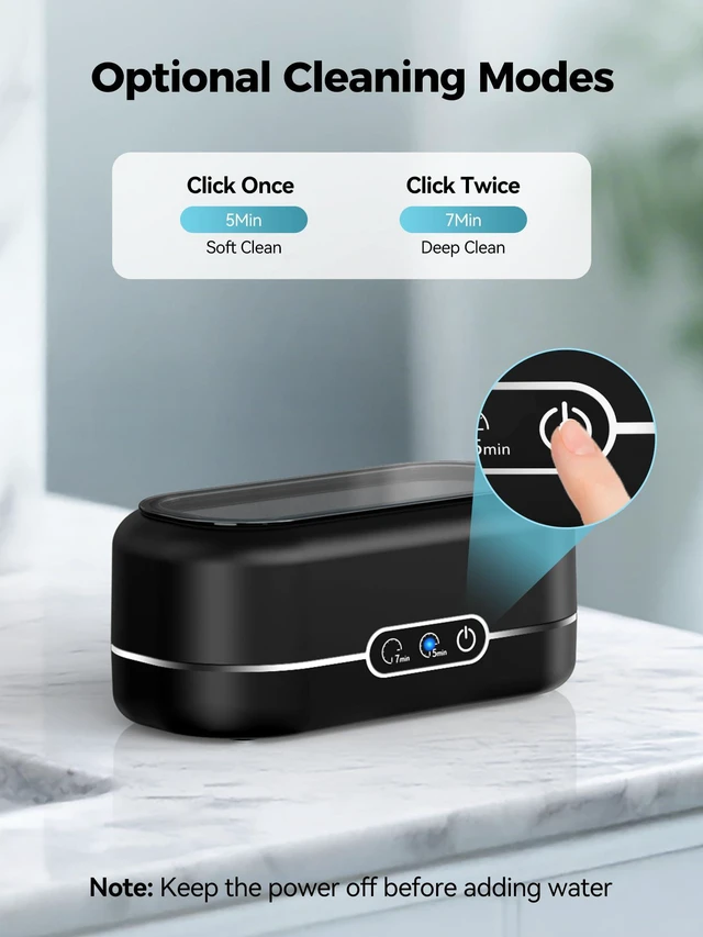 Alt view image 4 of 5 - Ultrasonic Jewelry Cleaner, 48KHz Jewelry Ultrasonic Cleaner Machine for All Jewelry, Glasses, Rings, Retainers, Watch Strap, Dentures, 304 Stainless Steel 12oz Cleaning Pod - Matte Black