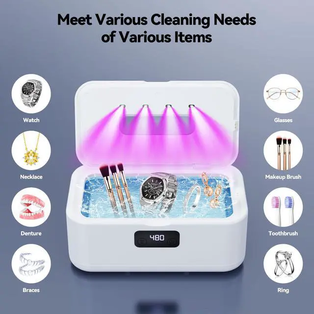 Alt view image 3 of 7 - _Mega Brand Ultrasonic Jewelry Cleaner,50Khz Professional Jewelry Cleaner Ultrasonic Machine for Jewelry, Eyeglasses, Rings, Watch Strap, Dentures, 304 Stainless Steel Tank