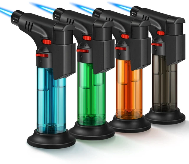 Main image of 4 Pack of Torch Lighter, Jet Flame, Butane gas, Mini Refillable Windproof Lighters, for candle, fireplace, grill (Gas not Included)