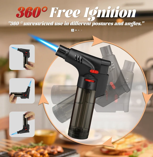Alt view image 6 of 7 - 4 Pack of Torch Lighter, Jet Flame, Butane gas, Mini Refillable Windproof Lighters, for candle, fireplace, grill (Gas not Included)