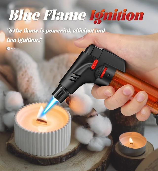 Alt view image 2 of 7 - 4 Pack of Torch Lighter, Jet Flame, Butane gas, Mini Refillable Windproof Lighters, for candle, fireplace, grill (Gas not Included)