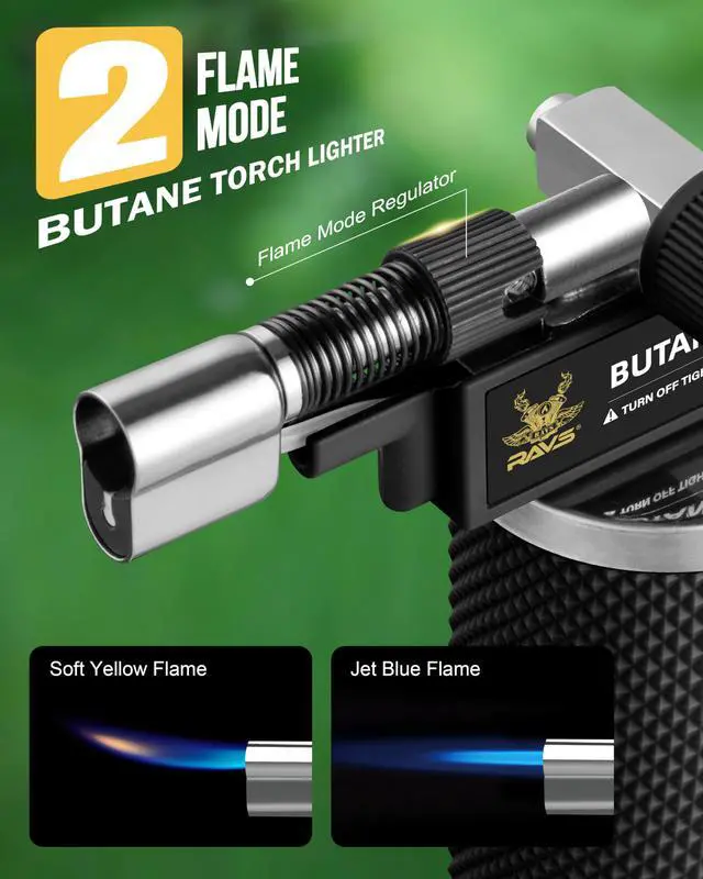 Alt view image 2 of 7 - Butane Torch Lighter, DUAL Flame Mode Kitchen Torch, Refillable Cooking Torch Gun, Creme Brulee Torch Lighter, Blow Torch for Cooking, Welding, Mini Torch Soldering Torch, Butane is Not Included