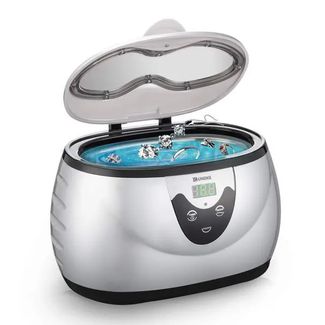 Alt view image 2 of 7 - _Mega Brand 3800S Professional Ultrasonic Jewelry Cleaner Machine, 0.6L Portable Household Timer Device for Eyeglasses, Dentures, Watches, Rings | Silver, Fast Deep Cleaning for Small Accessories