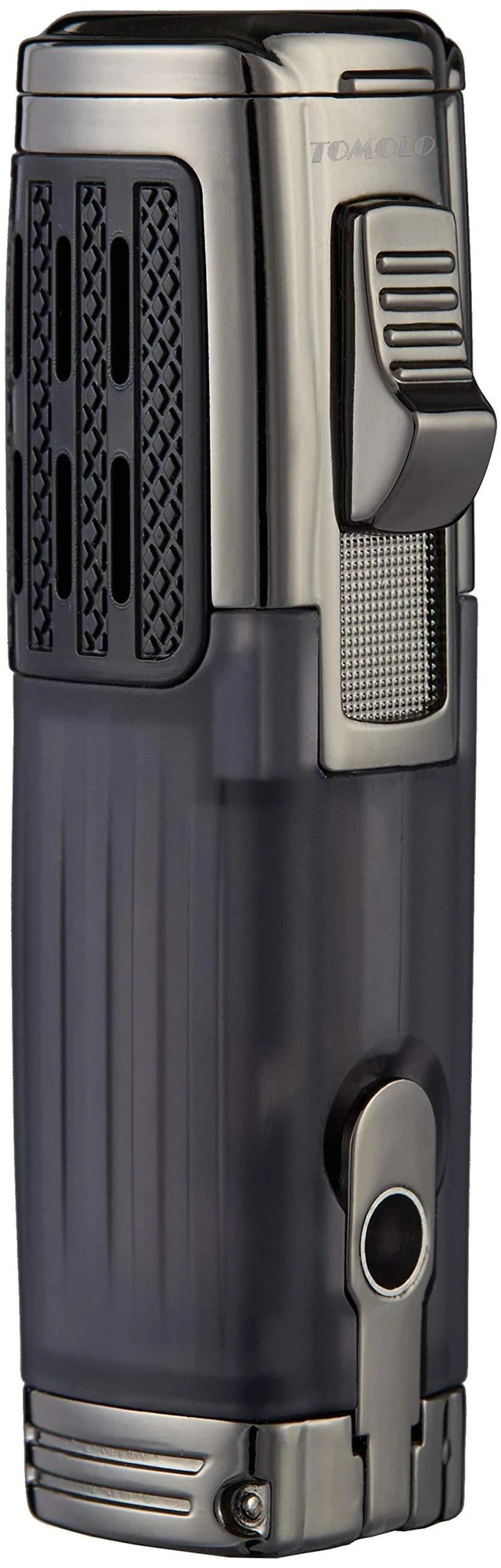 Alt view image 2 of 6 - Cigar Lighter Triple Jet Flame Torch Lighter Refillable Butane Lighter with Cigar Punch, 2 Pack, Charcoal