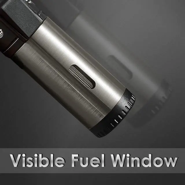 Alt view image 5 of 7 - 2 Pack Torch Lighter Triple 3 Jet Flame Butane Gas Lighter Refillable Jet Torch Lighters Adjustable Windproof Pocket Lighter for Grill Kitchen Fireplace Camping (Fuel Not Included)