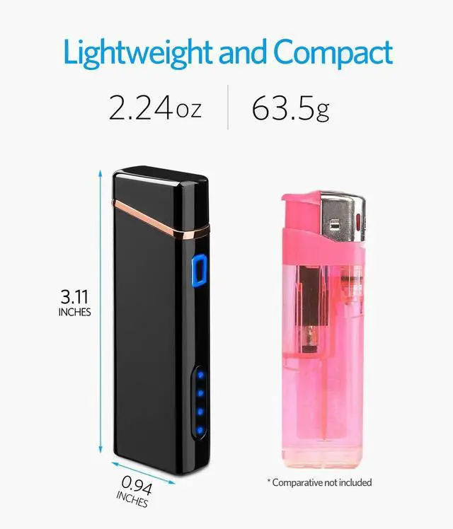 Alt view image 4 of 7 - Electric Arc Lighter USB Rechargeable Windproof Flameless Plasma with Battery Indicator for Fire, Cigarette, Candle - Outdoors Indoors | Bright-Black (Upgraded).