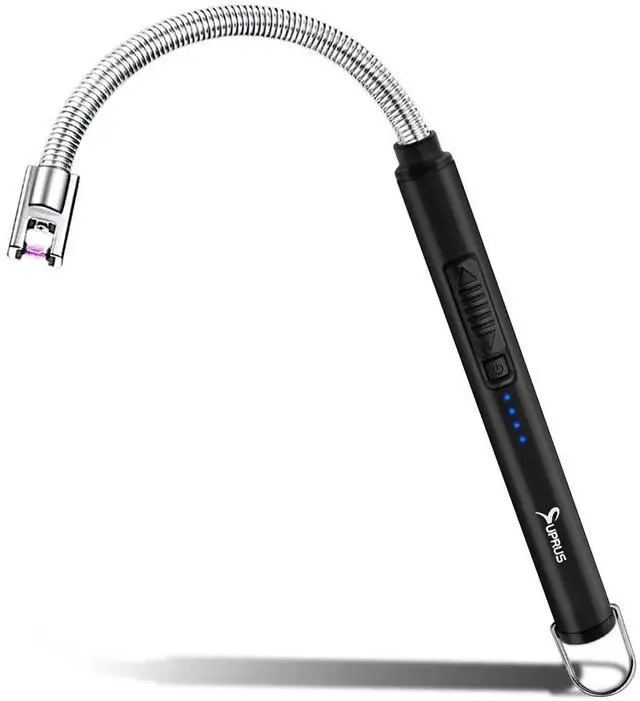 Main image of SUPRUS Electric Candle Lighter USB Type C Rechargeable Lighter Steel Shell & Hanging Hook with 360° Flexible Neck (Black)