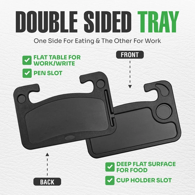 Alt view image 3 of 7 - Steering Wheel Desk Tray for Eating, Laptops - Hooks Onto Most Vehicle Steering Wheels, Road Trip Accessory, Car Table