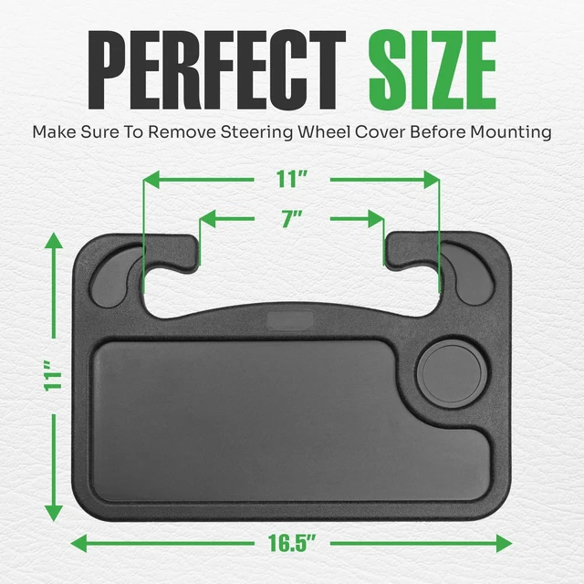 Alt view image 7 of 7 - Steering Wheel Desk Tray for Eating, Laptops - Hooks Onto Most Vehicle Steering Wheels, Road Trip Accessory, Car Table
