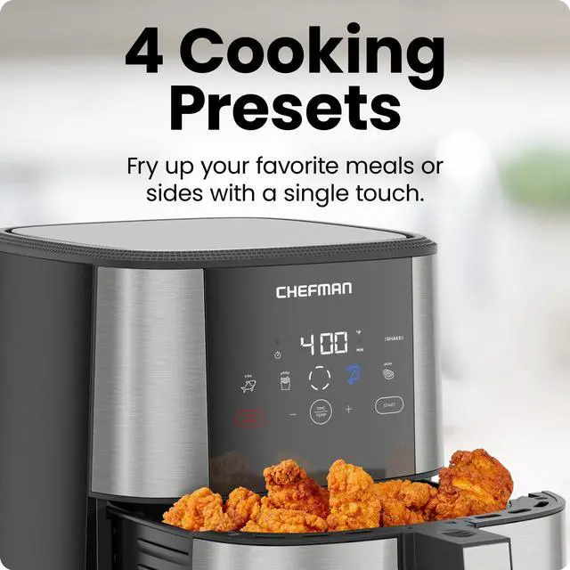 Alt view image 5 of 7 - TurboFry Touch Air Fryer, Large 5-Quart Family Size, One Touch Digital Control Presets, French Fries, Chicken, Meat, Fish, Nonstick Dishwasher-Safe Parts, Automatic Shutoff, Stainless Steel