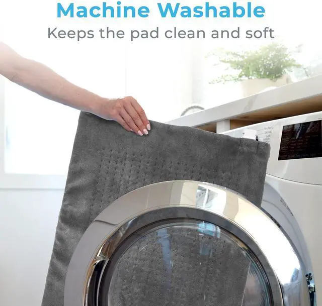 Alt view image 6 of 7 - PureRelief Ultra-Wide Microplush Heating Pad - 20 x 24 XXL Size & 6 Heat Settings for Temporary Neck, Shoulder & Back Pain Relief - Moist Heat Option & Machine Washable (Gray)