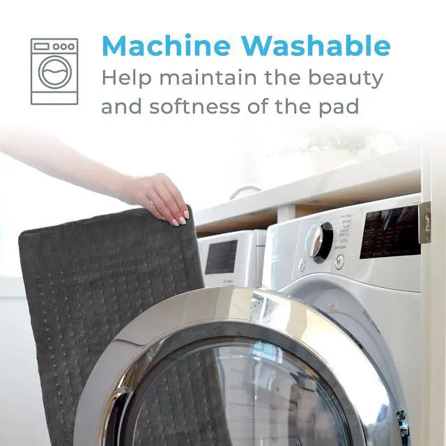 Alt view image 4 of 7 - PureRelief® XL Heating Pad - 12" x 24" Electric Heating Pad for Back Pain & Cramps, 6 Heat Settings, Soft Machine Wash Fabric, Auto-Off & Moist Heat (Charcoal Gray)