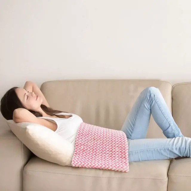 Alt view image 6 of 7 - GOQOTOMO Fast-Heating Electric Heating Pad for Back/Waist/Abdomen/Shoulder/Neck Pain and Cramps Relief - 12 Heat Levels, 8 Timers with Countdown, Stay on, Machine Washable-PW01(Pink)