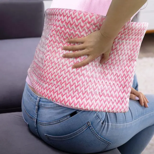 Alt view image 7 of 7 - GOQOTOMO Fast-Heating Electric Heating Pad for Back/Waist/Abdomen/Shoulder/Neck Pain and Cramps Relief - 12 Heat Levels, 8 Timers with Countdown, Stay on, Machine Washable-PW01(Pink)