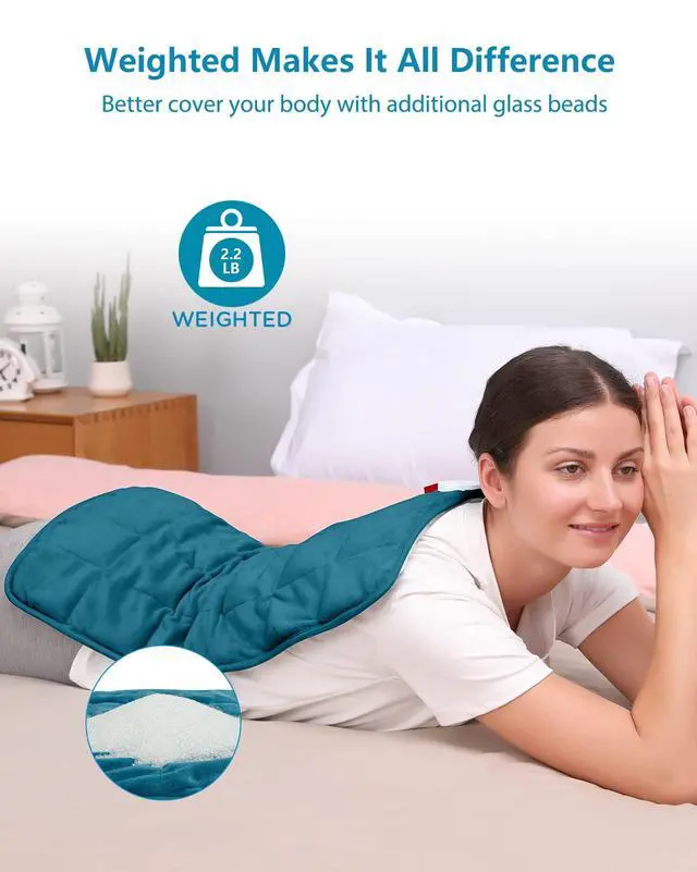 Alt view image 3 of 7 - Weighted Heating Pad for Back & Period, FSA Eligible Electric Heat Pad, Birthday Gifts for Women Men Mom Dad & Mother Day Gift, 2.2 lb HSA Neck Shoulder Heated Pad, 2H Auto-Off, 12x24