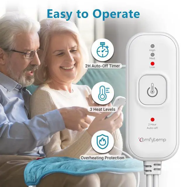 Alt view image 5 of 7 - Weighted Heating Pad for Back & Period, FSA Eligible Electric Heat Pad, Birthday Gifts for Women Men Mom Dad & Mother Day Gift, 2.2 lb HSA Neck Shoulder Heated Pad, 2H Auto-Off, 12x24