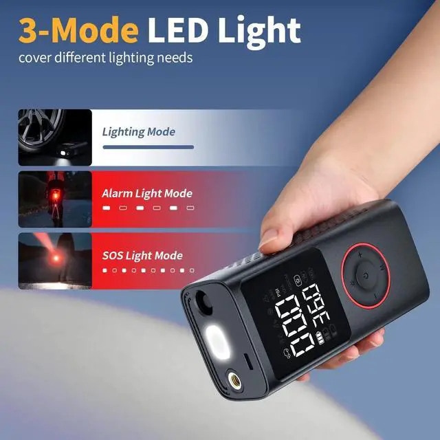 Alt view image 3 of 7 - _Mega Brand Cordless Tire Inflator Portable Air Compressor - Air Pump for Car Tires 150 Psi.