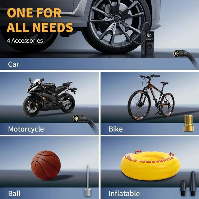Alt view image 7 of 7 - _Mega Brand Cordless Tire Inflator Portable Air Compressor - Air Pump for Car Tires 150 Psi.
