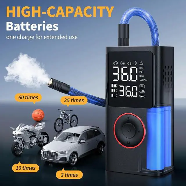 Alt view image 2 of 7 - _Mega Brand Cordless Tire Inflator Portable Air Compressor - Air Pump for Car Tires 150 Psi.