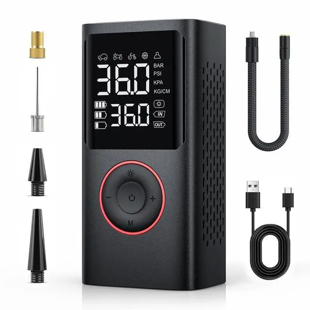 Main image of _Mega Brand Cordless Tire Inflator Portable Air Compressor - Air Pump for Car Tires 150 Psi.