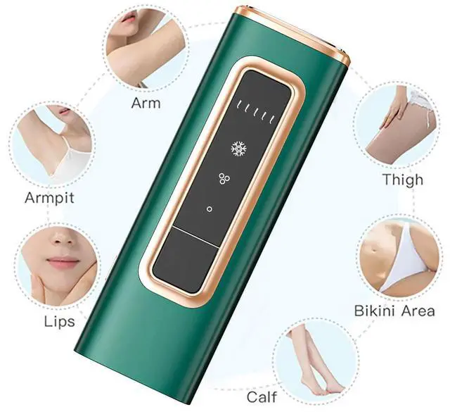 Alt view image 4 of 7 - _Mega Brand Painless Laser Hair Removal Device, Nearly Painless, Long-Lasting Results for Body & Face, Green, Safe for All Skin Types.