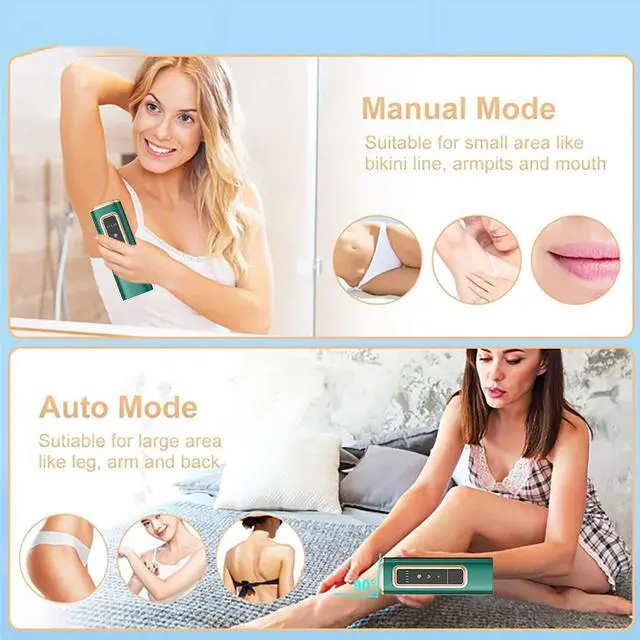 Alt view image 2 of 7 - _Mega Brand Painless Laser Hair Removal Device, Nearly Painless, Long-Lasting Results for Body & Face, Green, Safe for All Skin Types.