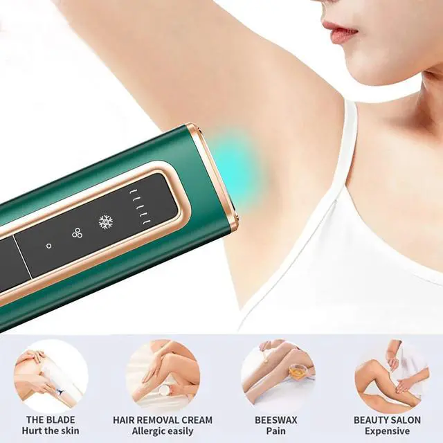 Alt view image 7 of 7 - _Mega Brand Painless Laser Hair Removal Device, Nearly Painless, Long-Lasting Results for Body & Face, Green, Safe for All Skin Types.