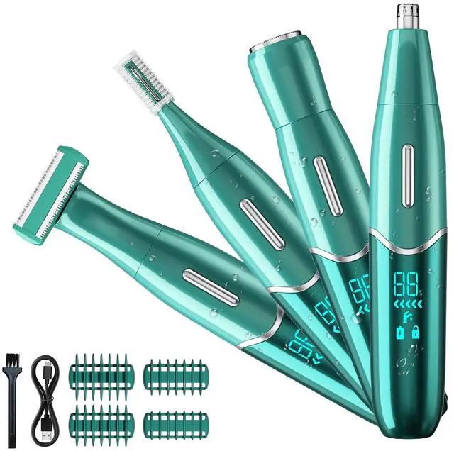 Alt view image 7 of 7 - _Mega Brand 4-in-1 Women's Electric Razor - Painless Shaver with LED Display, Rechargeable Bikini Trimmer for Face, Underarms, Legs & Bikini Area.
