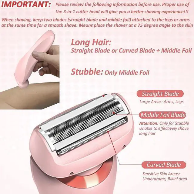 Alt view image 5 of 7 - _Mega Brand 2-in-1 Rechargeable Women's Electric Shaver - Wet/Dry with LED Display for Legs, Bikini, Underarms & Face.