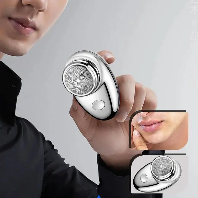 Alt view image 4 of 7 - _Mega Brand Portable Mini Electric Shaver for Men & Women, USB Rechargeable, One-Button Operation, Waterproof, Travel & Office Shaver, Silver.