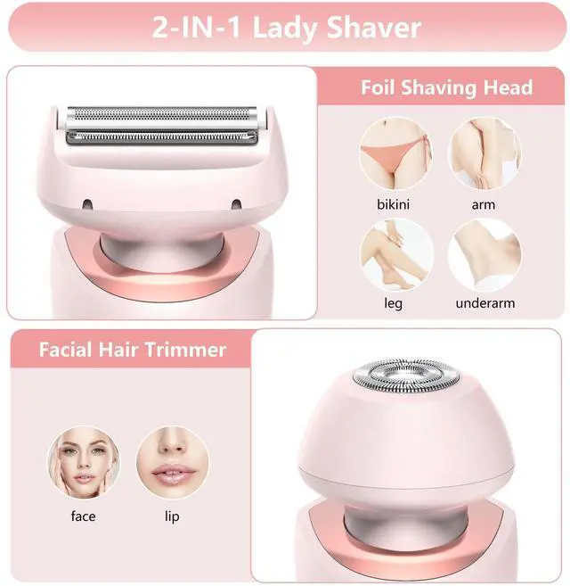Alt view image 7 of 7 - _Mega Brand Women's Rechargeable Cordless Electric Razor, Wet & Dry Shaver for Face, Leg, Bikini, IPX7 Waterproof, Travel & Home Use, Blue