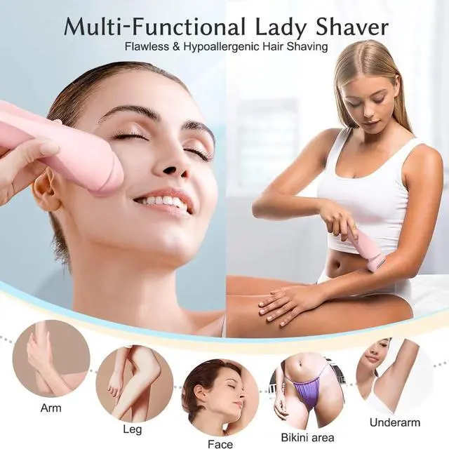 Alt view image 6 of 7 - _Mega Brand Women's Rechargeable Cordless Electric Razor, Wet & Dry Shaver for Face, Leg, Bikini, IPX7 Waterproof, Travel & Home Use, Blue