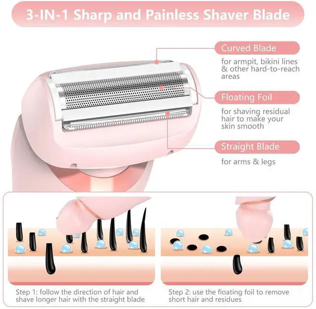 Alt view image 3 of 7 - _Mega Brand Women's Rechargeable Cordless Electric Razor, Wet & Dry Shaver for Face, Leg, Bikini, IPX7 Waterproof, Travel & Home Use, Blue