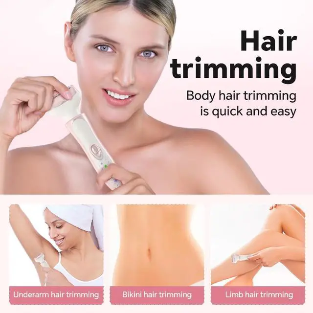 Alt view image 6 of 7 - _Mega Brand 4-in-1 Electric Razor for Women  Rechargeable Bikini Trimmer, Face Shaver & Eyebrow Groomer, Wet/Dry IPX5, USB-C Fast-Charge, Rose-Gold Travel Kit.