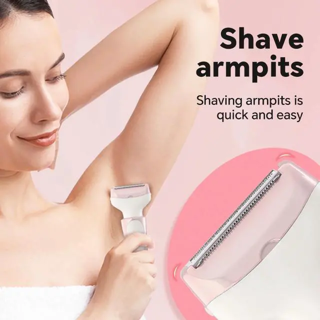 Alt view image 5 of 7 - _Mega Brand 4-in-1 Electric Razor for Women  Rechargeable Bikini Trimmer, Face Shaver & Eyebrow Groomer, Wet/Dry IPX5, USB-C Fast-Charge, Rose-Gold Travel Kit.