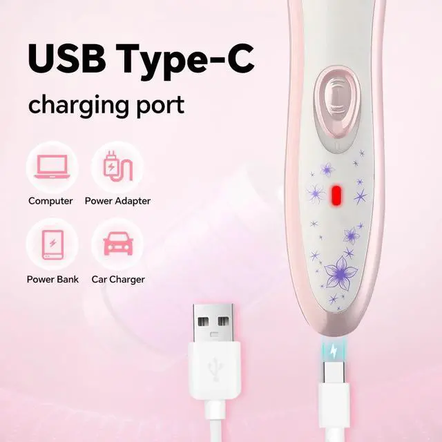 Alt view image 4 of 7 - _Mega Brand 4-in-1 Electric Razor for Women  Rechargeable Bikini Trimmer, Face Shaver & Eyebrow Groomer, Wet/Dry IPX5, USB-C Fast-Charge, Rose-Gold Travel Kit.